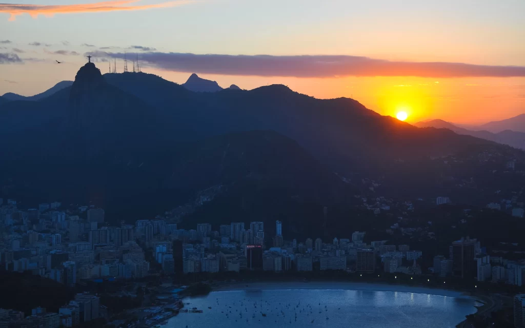 Sunset Mountain Cityscape Beach Skyline