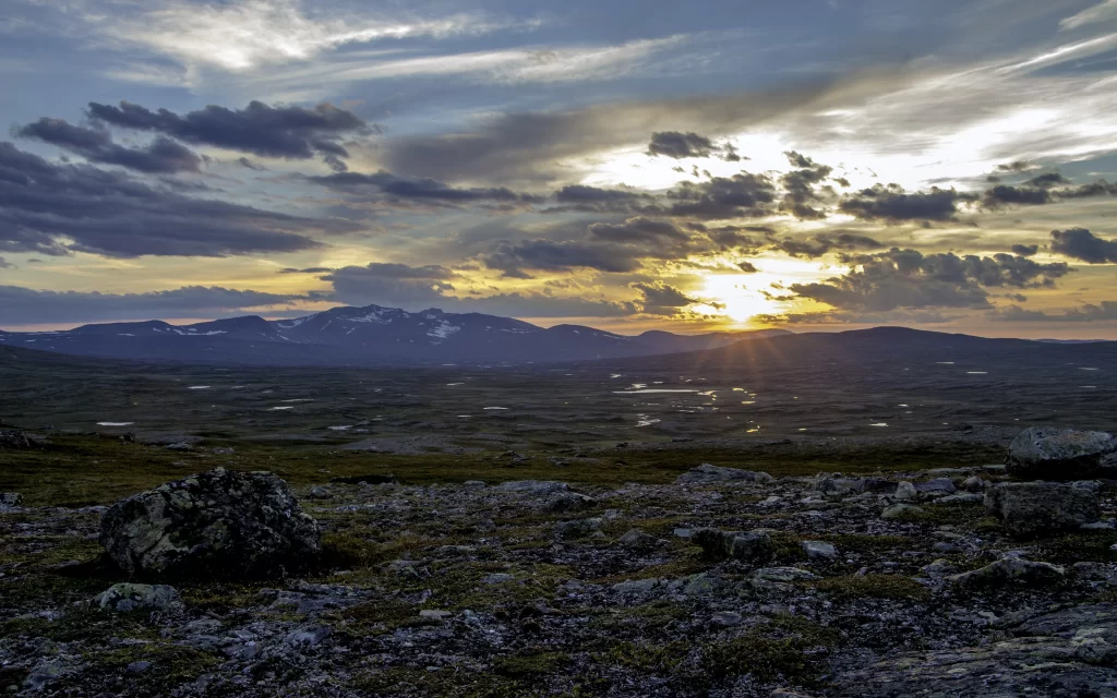 Sunset Clouds Mountain Range Landscape Rocky Terrain