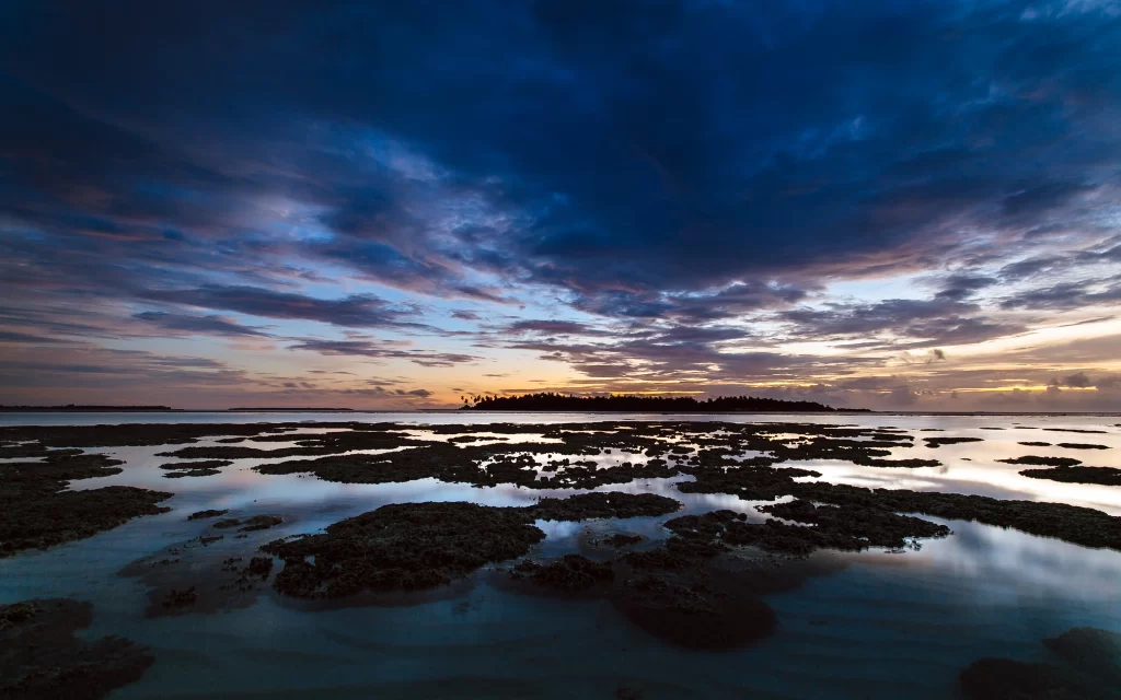 Sunset Clouds Island Ocean Reflection