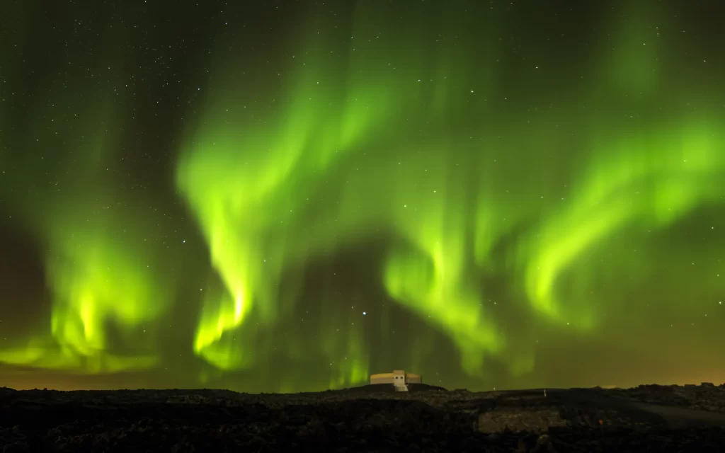 Northern Lights Green Aurora Stars Dark Sky