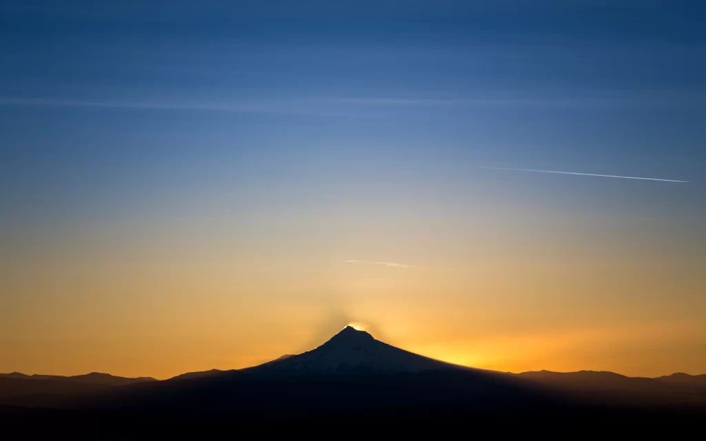 Sunset Mountain Silhouette Sky Gradient Clouds
