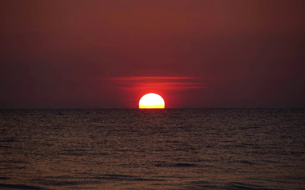Sunset Orange Sky Ocean Horizon