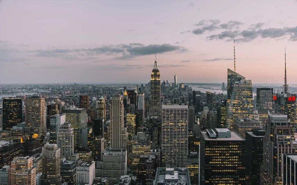 Urban Skyline Skyscrapers Cityscape Twilight Clouds