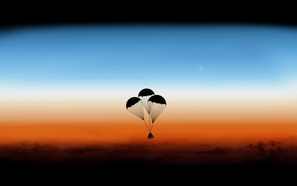Parachute Spacecraft Mars Landing Atmosphere Horizon