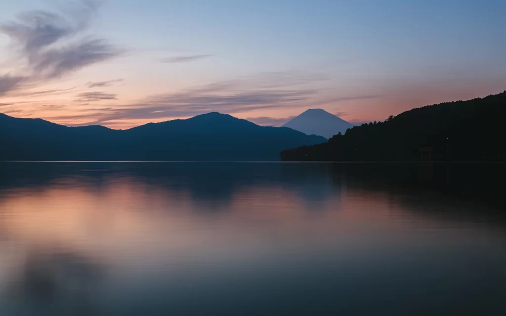 Sunset Mountain Lake Reflection Silhouette Calm