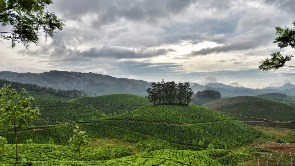 landscape hills greenery clouds trees sky