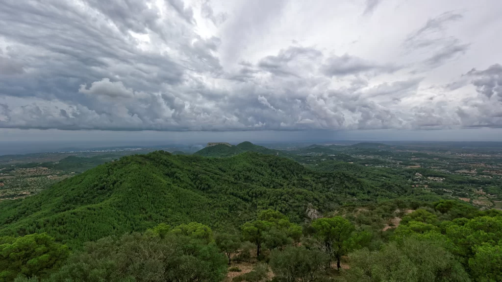 landscape nature mountains trees clouds sky