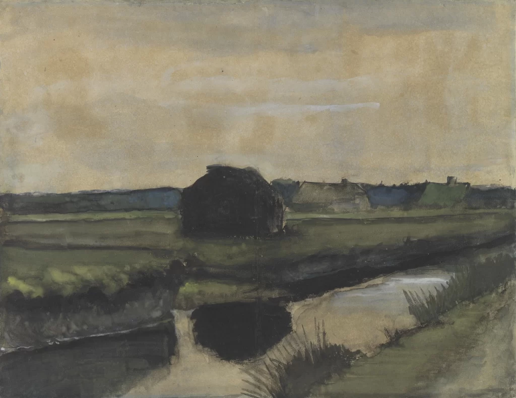 Landscape with a Stack of Peat and Farmhouses Van Gogh