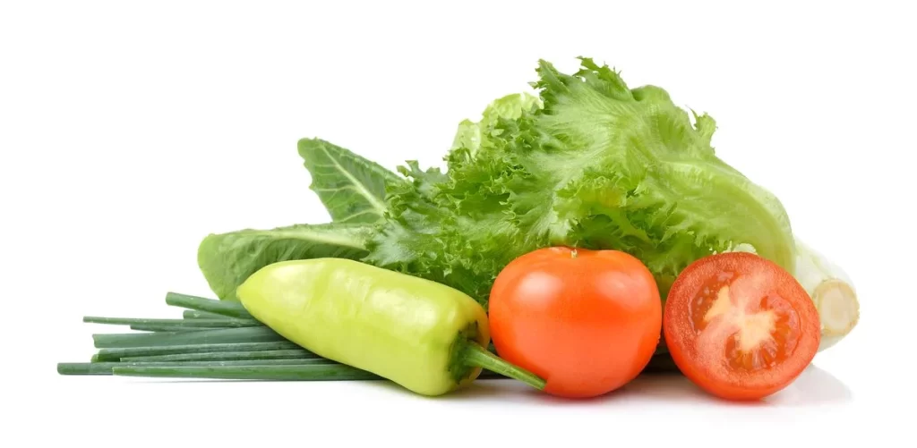 Lettuce tomato pepper onion vegetables