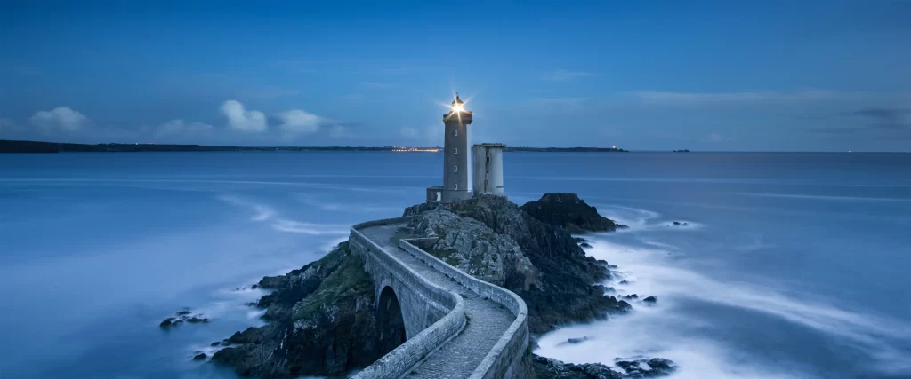 Lighthouse Sea Twilight Path Rocks Serene