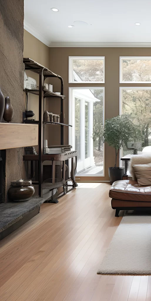 Living Room with Stone Fireplace