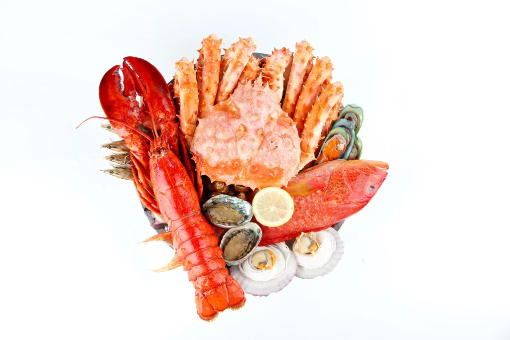 Lobster Crab Fish Shellfish Reddish-orange White Background