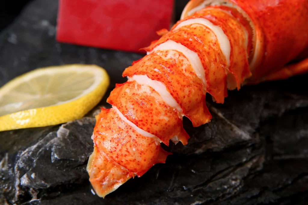 Lobster Tail Red Shell Lemon Garnish