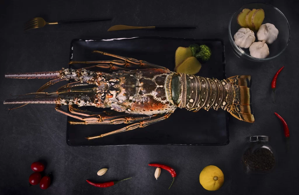 Lobster Whole Black Plate Red Chili
