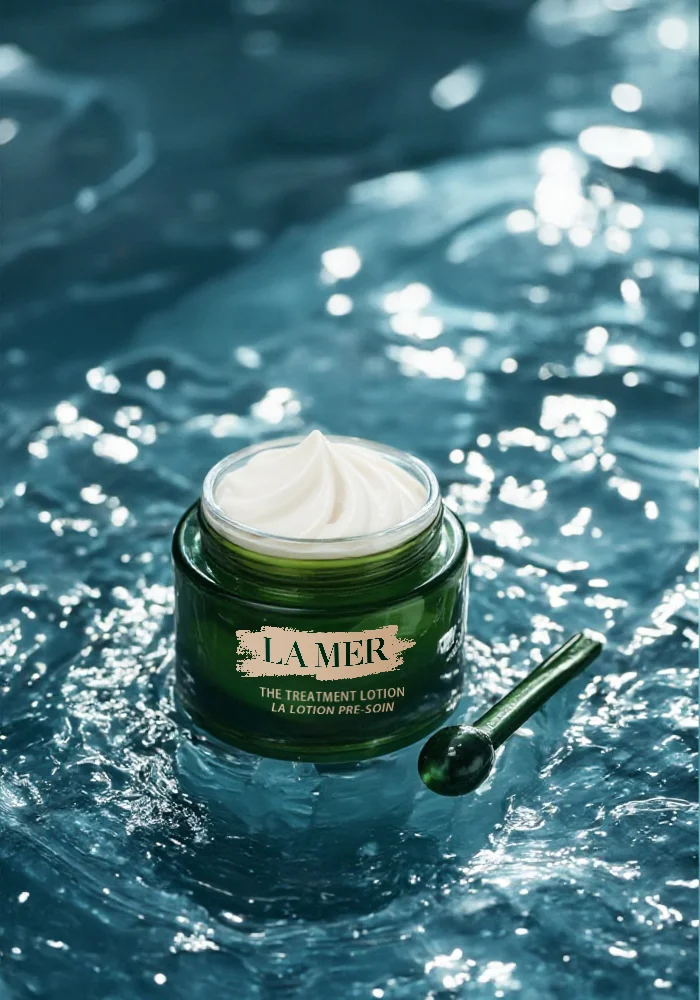Luxury Skincare Cream Green Glass Jar Water