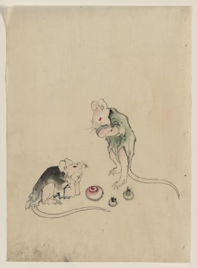 Mice Traditional Japanese Art Simple Colorful Whimsical