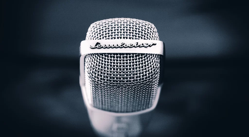microphone silver mesh brand design background