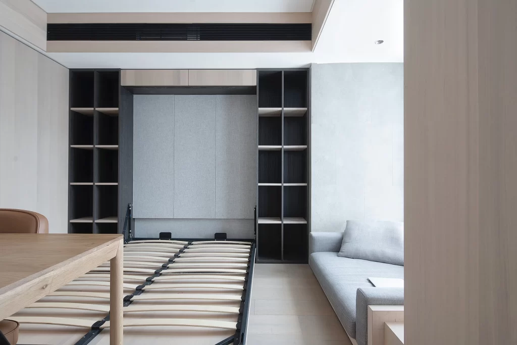 Minimalist Bedroom Neutral Tones Wooden Furniture Integrated Storage Natural Light