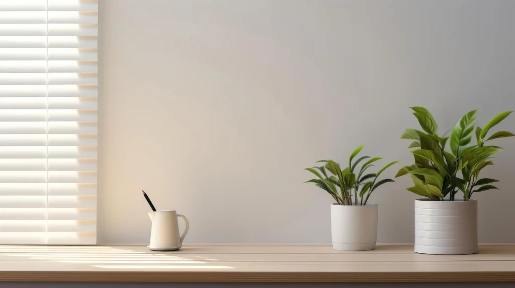 Minimalist Desk Setup with Indoor Plants