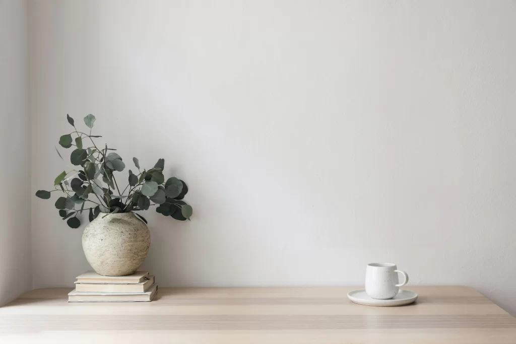 Minimalist Home Decor with Natural Wood and Greenery