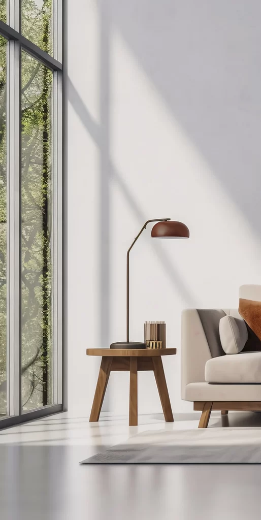 Minimalist Living Room with Floor Lamp and Window Shadow