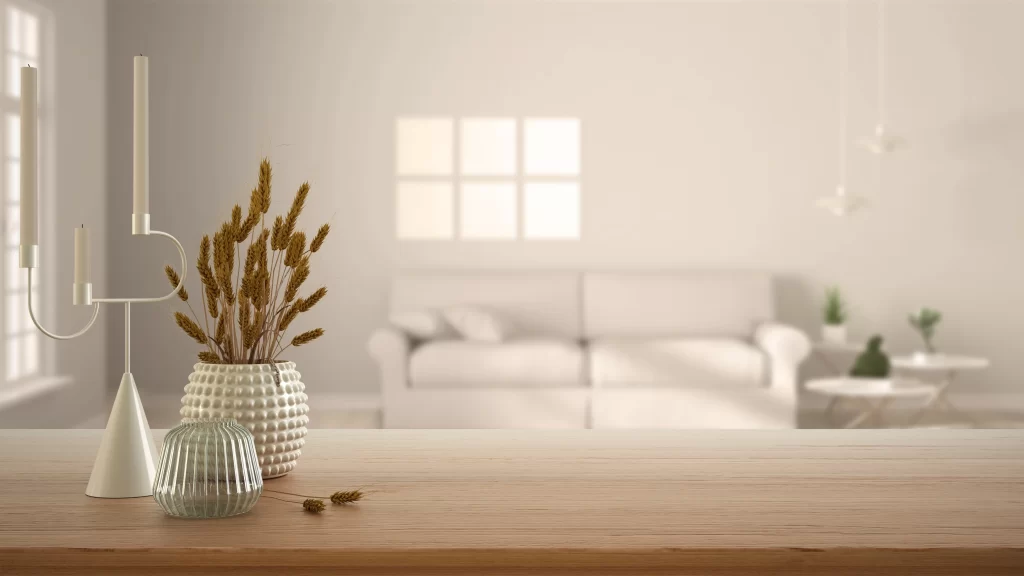 Minimalist Scandinavian Home Decor with Dried Wheat and Candles