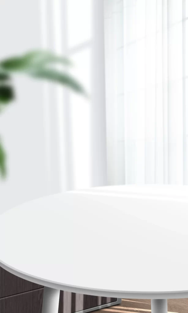 Minimalist White Round Table Mockup Bright Modern Interior