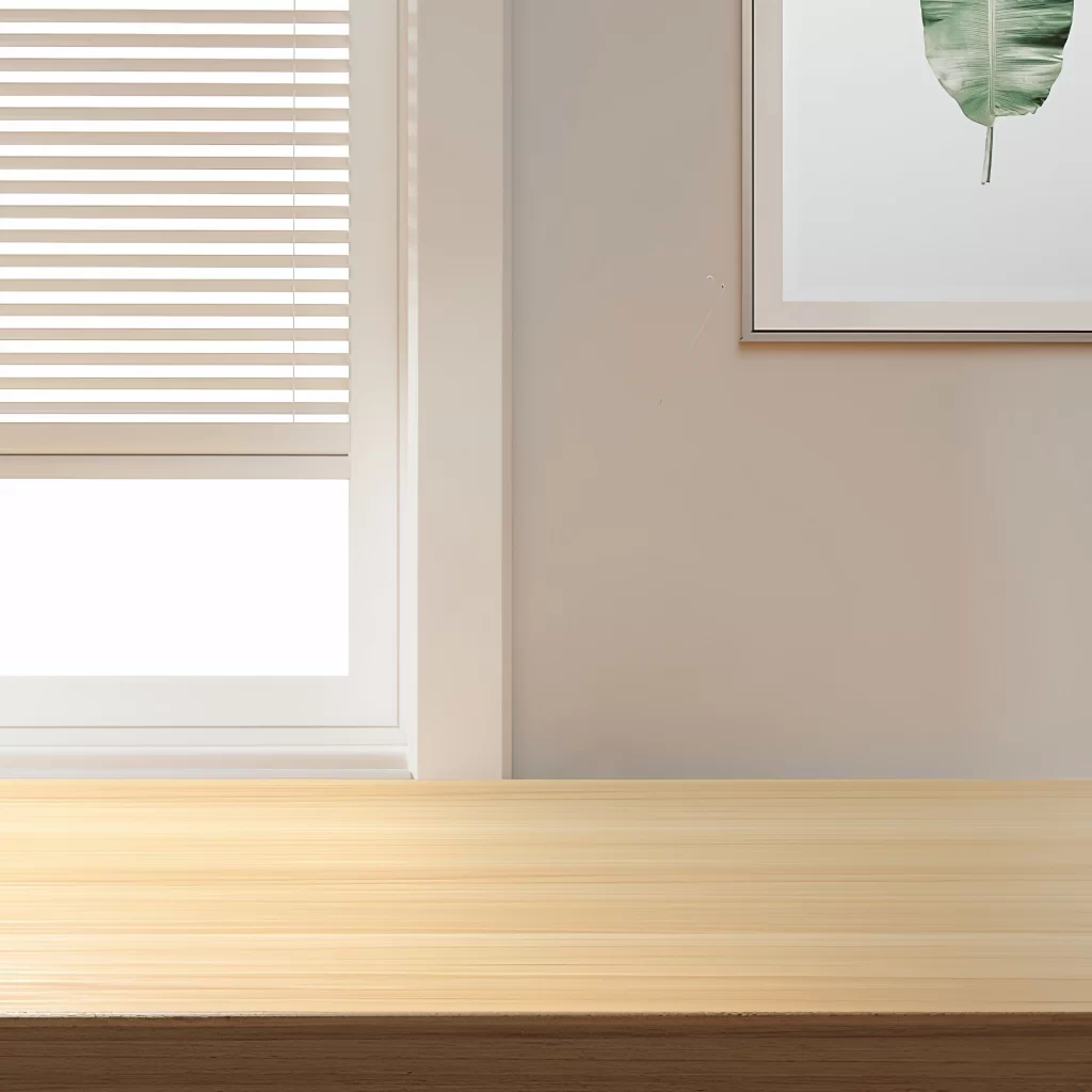 Minimalist Wooden Desk Mockup in Bright Modern Interior