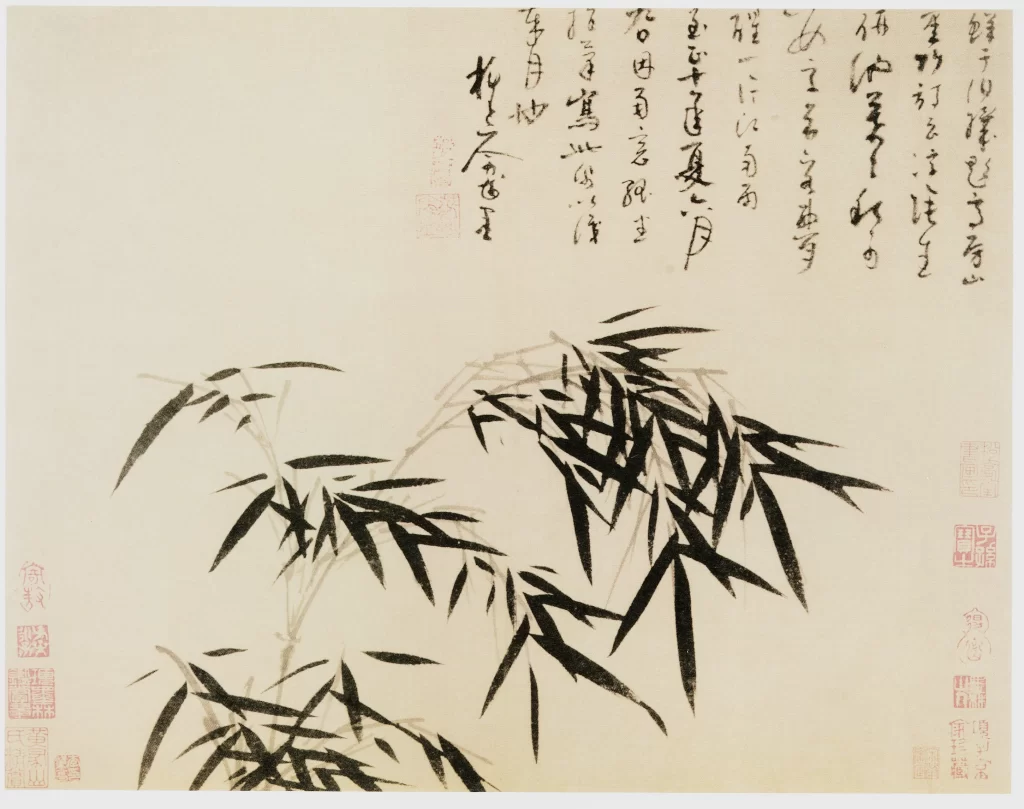 Misty Bamboo Distant Stalks Ink Wash Wu Zhen