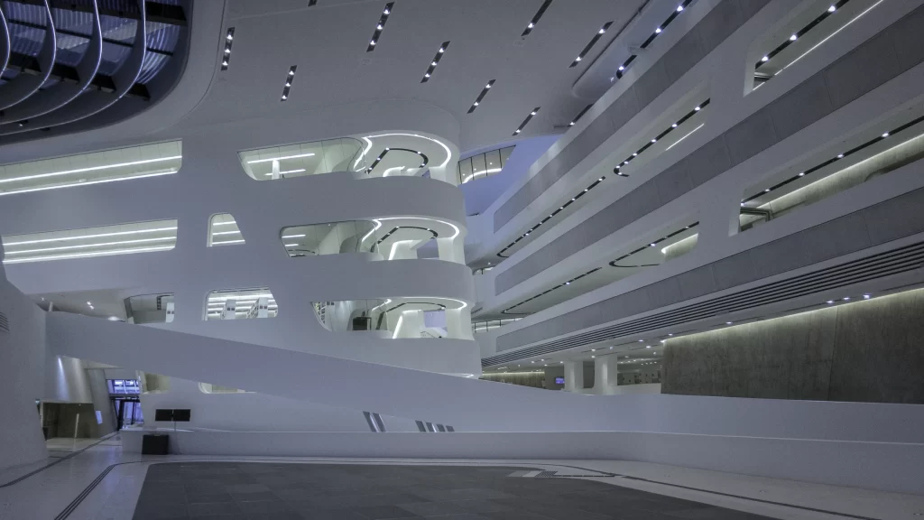 modern architecture futuristic design interior space lighting geometric shapes c