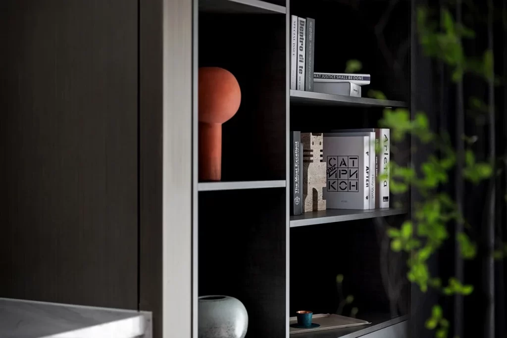 Modern Bookshelf Neutral Tones Minimalist Decorative Objects