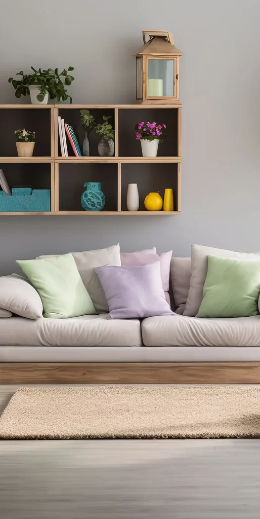 Modern Cozy Living Room With Pastel Cushions