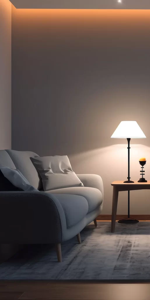 Modern Cozy Living Room With Warm Ambient Lighting