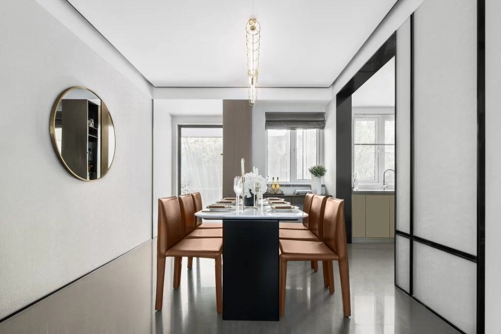 Modern Dining Room Minimalist Design Neutral Color Palette Contemporary Furniture