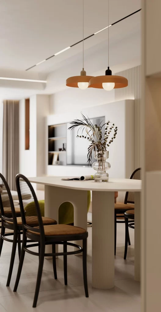 Modern Dining Room Table Chairs Pendant Lights interior design