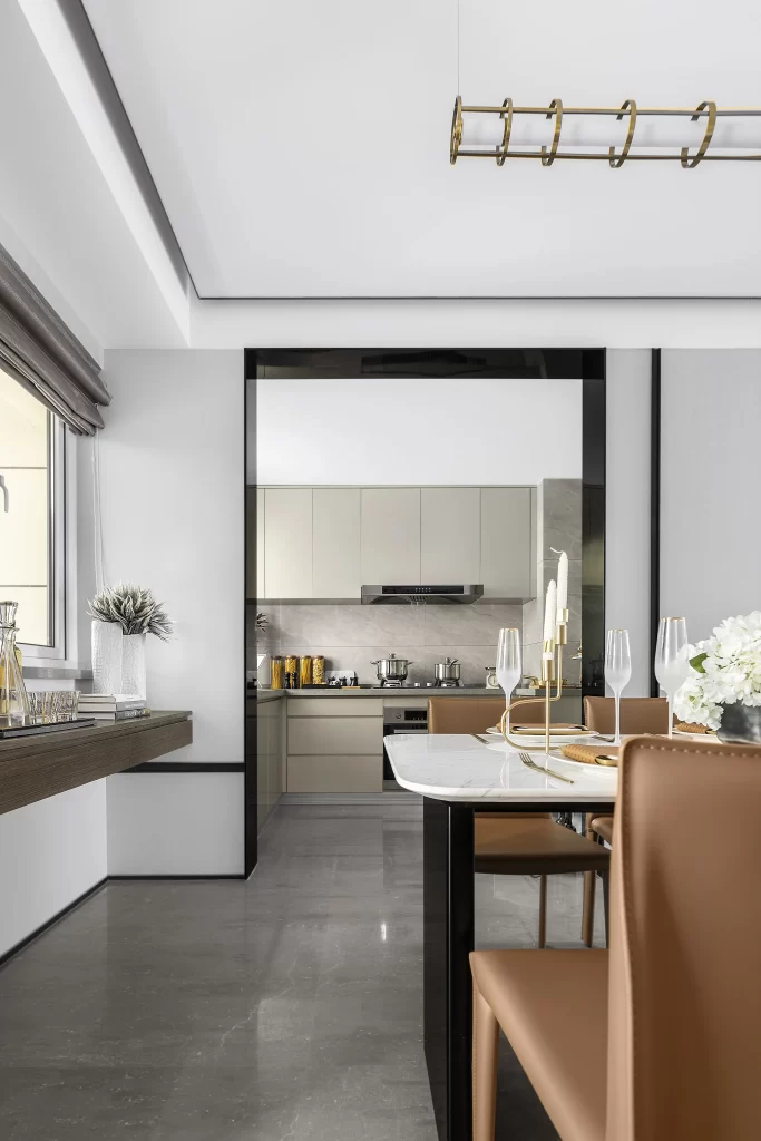 Modern Kitchen Dining Area Minimalist Design Neutral Colors Contemporary Furniture