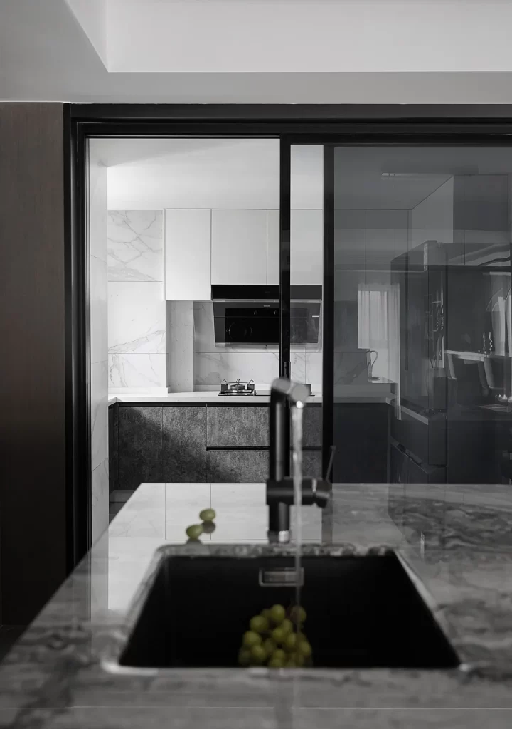 Modern Kitchen Monochrome Minimalist Granite Countertop