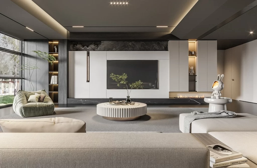 Modern Living Room Minimalist Design Neutral Colors Contemporary Furniture