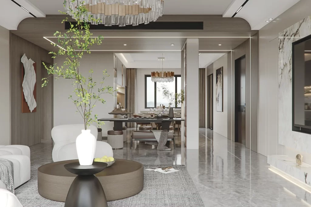 Modern Living Room Minimalist Design Neutral Colors Natural Elements Artistic Decor