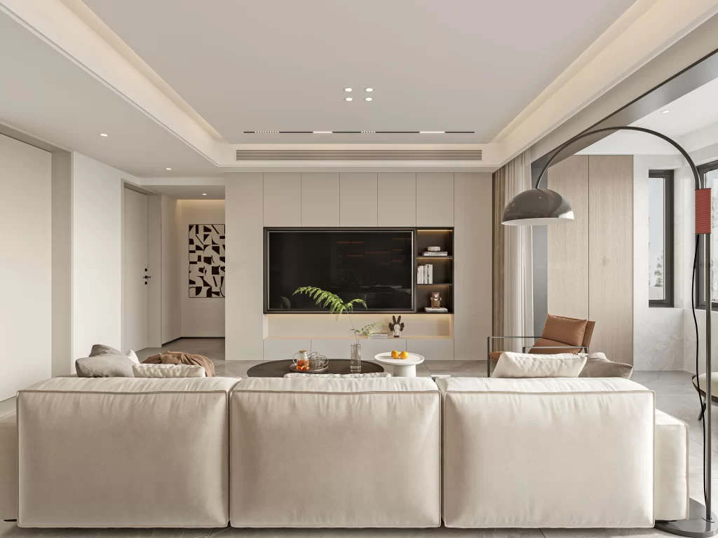 Modern Living Room Neutral Colors Minimalist Design Comfortable Seating Natural Light
