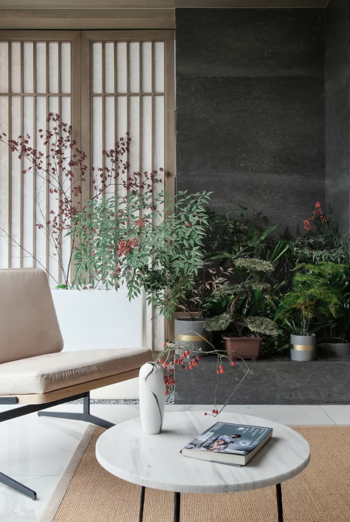 Modern Living Room Neutral Tones Minimalist Coffee Table Greenery Plants