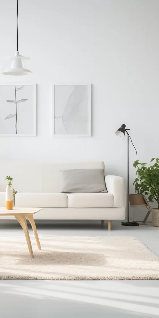 Modern Living Room With Blue Armchair Lamp