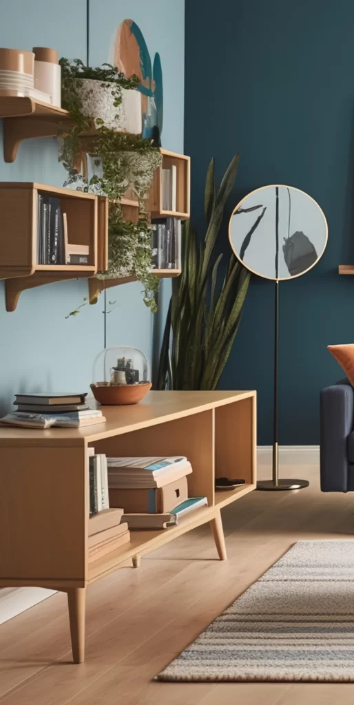 Modern Living Room With Scandinavian Wooden Furniture