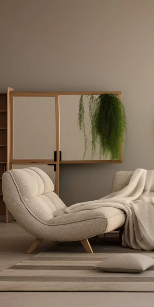 Modern Minimalist Boucle Chaise Lounge Interior
