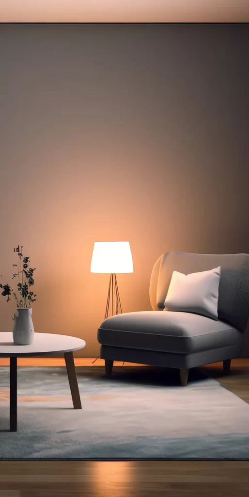 Modern Minimalist Living Room Corner With Warm Lighting