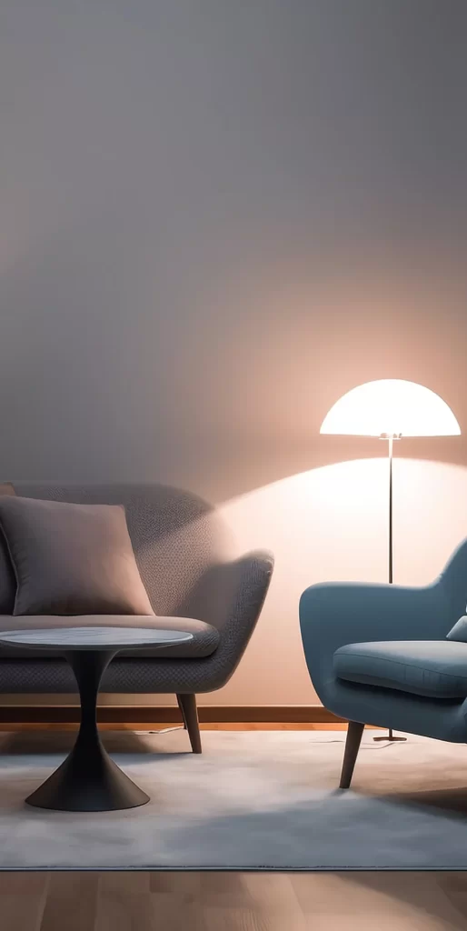 Modern Minimalist Living Room With Cozy Ambient Lighting