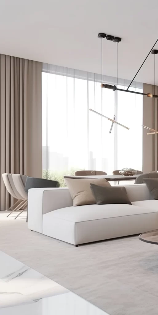 Modern Minimalist Living Room With Elegant Neutral Palette