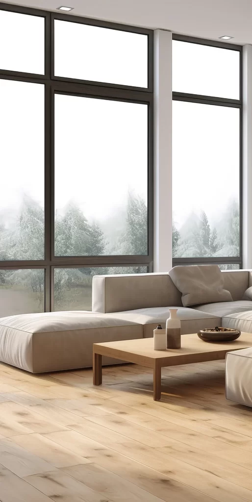 Modern Minimalist Living Room With Panoramic Windows