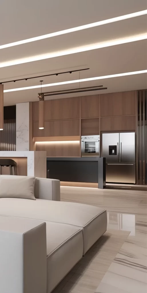 Modern Minimalist Open Concept Living And Kitchen