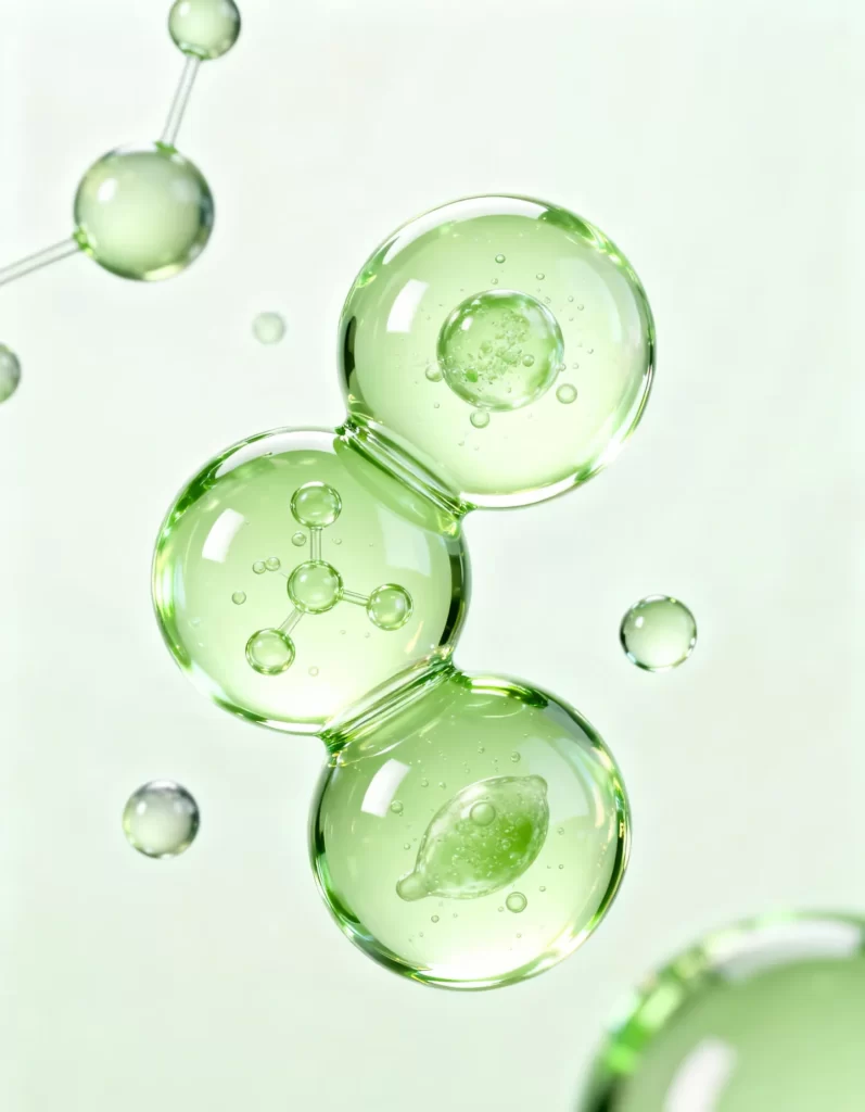 Molecules Green Bubbles Scientific Illustration